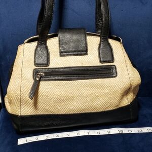 Franco sarto leather and basket weave shoulder bag